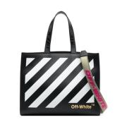 Diagonal Hybrid Shop Tote Bag Off White , Black , Dames