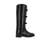 Zwarte Leren Laarzen met Metalen Gespen Durazzi Milano , Black , Dames