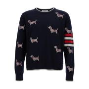 Iconische Merinowollen Trui Thom Browne , Blue , Heren