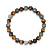 Bohemian Aquatic Agate Tiger Eye Armband Nialaya , Gray , Heren