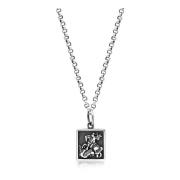 Men's Silver Necklace with Saint George and The Dragon Pendant Nialaya...