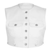 Korte Denim Vest Courrèges , White , Dames