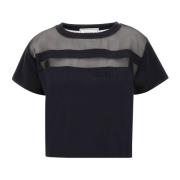 Zwart Katoenen Jersey T-shirt met Organza Details Iceberg , Black , Da...