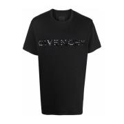 Zwart Katoenen T-Shirt met Logo Detail Givenchy , Black , Heren