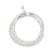 Men's Silver Wrap-Around Bracelet with Pearls Nialaya , White , Heren
