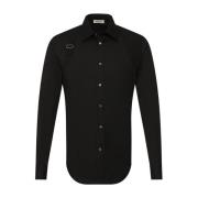Zwarte Katoen Elastaan Shirt Aw22 Alexander McQueen , Black , Heren