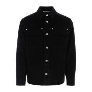 Zwarte Corduroy Overhemd - Klassieke Stijl Palm Angels , Black , Heren