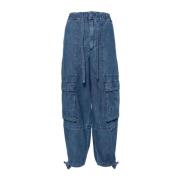 Blauwe Denim Broek met Trekkoord in de Taille Isabel Marant Étoile , B...