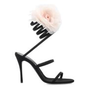 Zwarte Zijden Organza Bloem Hak Sandalen Magda Butrym , Black , Dames