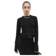 Fringe Hem Sweater met Cut-Out JW Anderson , Black , Dames