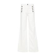 Witte High-Waisted Flared Jeans Twinset , White , Dames