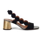 Zwarte Suède Sandalen met Geometrisch Patroon Chie Mihara , Black , Da...