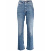 Vervaagde Crop Jeans met Stud Detailing Golden Goose , Blue , Dames