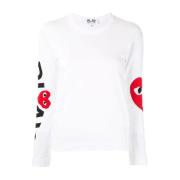 Witte Grafische Longsleeve T-Shirt Comme des Garçons Play , White , Da...