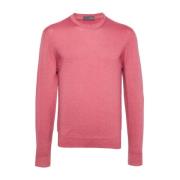 Rosa/Wit Crew-Neck Sweater Drumohr , Pink , Heren