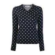 Polka Dot V-hals trui Comme des Garçons Play , Blue , Dames