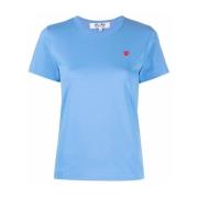 Blauw Katoenen Dames Hart T-Shirt Comme des Garçons Play , Blue , Dame...