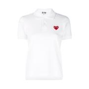 Rood Hart Logo Polo Shirt Comme des Garçons Play , White , Dames