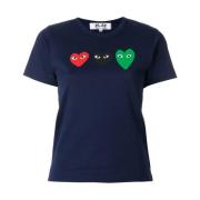 Navy Heart Grafisch T-Shirt Comme des Garçons Play , Blue , Dames