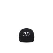 Zwarte Katoenen Geborduurde Logo Hoed Valentino Garavani , Black , Her...
