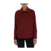 Rode Zijden Streep-Print Shirt Saint Laurent , Red , Dames