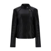 Zwarte korte jas met asymmetrische rits Guess , Black , Dames
