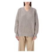 Grijze V-hals Gebreide Kleding Gucci , Gray , Dames