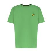Groene Katoenen T-shirt met Ingelegd Logo Barrow , Green , Heren