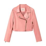 Roze Leren Biker Jas Twinset , Pink , Dames