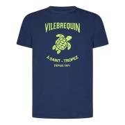 Blauwe Ribgebreide Crew Neck T-shirts en Polos Vilebrequin , Blue , He...