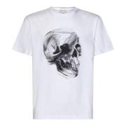 Oversized T-shirt met Dragonfly Skull print Alexander McQueen , White ...