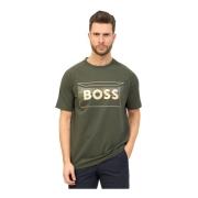 Casual Groene T-shirt met Logo Hugo Boss , Green , Heren