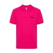 Fuchsia Polo Shirt met Logo Tekst Moschino , Pink , Heren