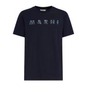 Navy Logo T-Shirt Marni , Blue , Heren