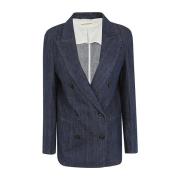 Blauwe Double Breasted Blazer Roy Roger's , Blue , Dames