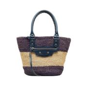 Pre-owned Raffia handbags Balenciaga Vintage , Purple , Dames