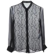 Pre-owned Silk tops Valentino Vintage , Black , Dames
