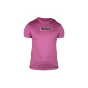 Roze katoenen T-shirt met geborduurd logo Moncler , Pink , Heren