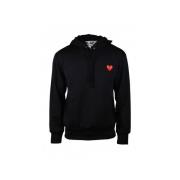 Zwarte polyester sweatshirt met rood hart borduursel Comme des Garçons...