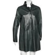 Pre-owned Leather outerwear Armani Pre-owned , Green , Dames