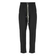 Zwarte Wollen Broek met Elastische Taille Rick Owens , Black , Heren