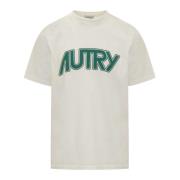 T-shirt met logo print en ronde hals Autry , White , Heren