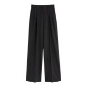 Zwarte Wol Wijde Pijp Broek Filippa K , Black , Dames