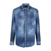 Blauw Overhemd met Lange Mouwen voor Heren Dsquared2 , Blue , Heren