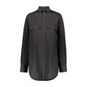 Katoenen Shirtjurk met Zakken Wardrobe.nyc , Black , Dames