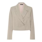 Grijze Melange Cropped Blazer Soaked in Luxury , Gray , Dames