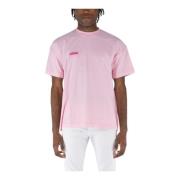 Binnenstebuiten geborduurd logo T-shirt Vetements , Pink , Heren