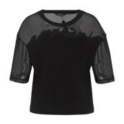 Biologisch Katoenen Crop T-Shirt Armani Exchange , Black , Dames
