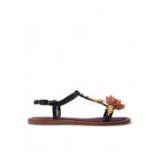 Kristallen versierde leren sandalen Dolce & Gabbana , Brown , Dames