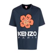 Blauw Bloemenprint T-shirt Kenzo , Blue , Heren